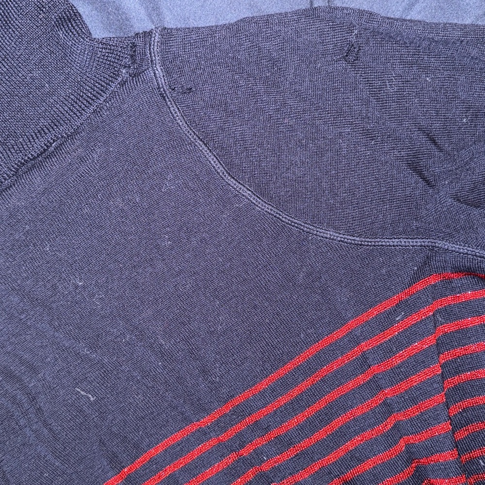 No. 21 Blue Striped Knit Logo Turtleneck Sweater Size Small - Picture 5 of 6